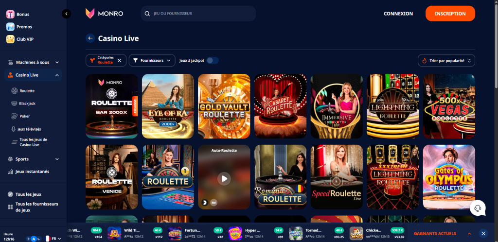 l'offre de bonus sans dépôt de Monro avec son jeu imposé